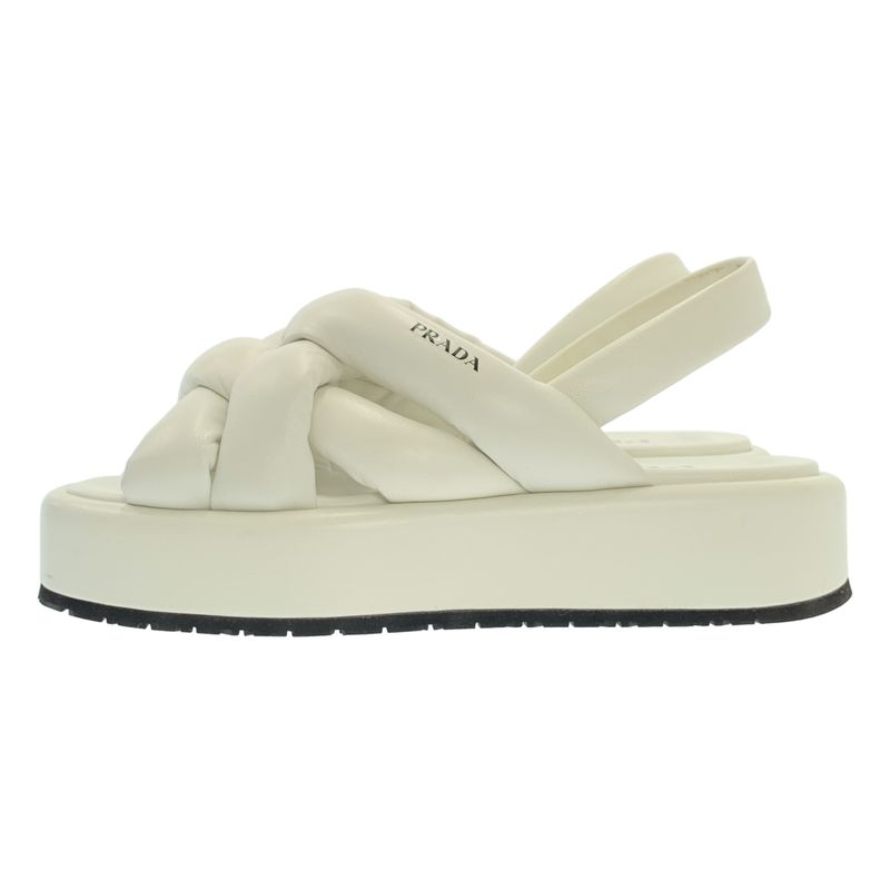 Prada Leather Platform Sandals - 36 1 2 - White - Women's