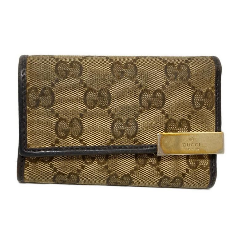 Gucci Key Case GG Pattern 268831 Light Brown X Dark Brown 6 Hooks Leather