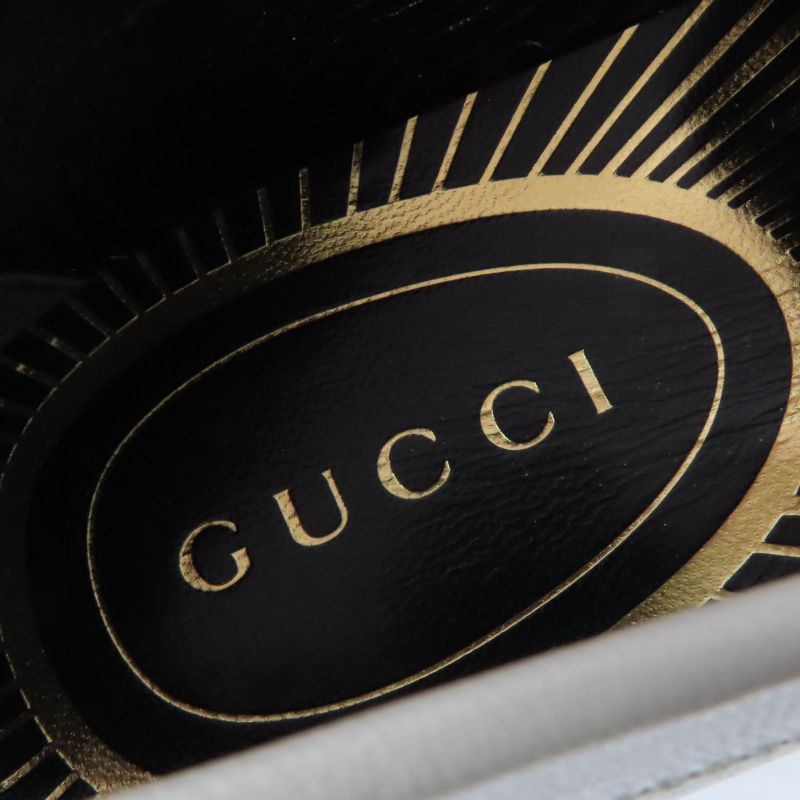 Gucci 700036 Metal Logo Leather Loafer Ivory Gold Hardware 36.5 With Box And