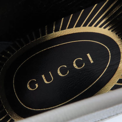 Gucci 700036 Metal Logo Leather Loafer Ivory Gold Hardware 36.5 With Box And