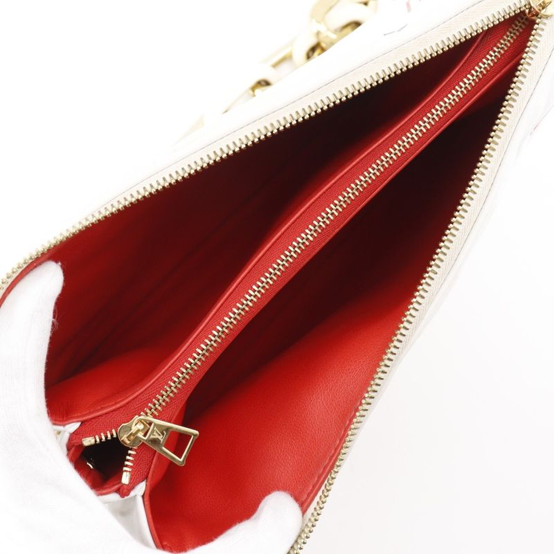 Louis Vuitton Coussin PM Monogram 2WAY Clutch M23466 Sheepskin White Ladies