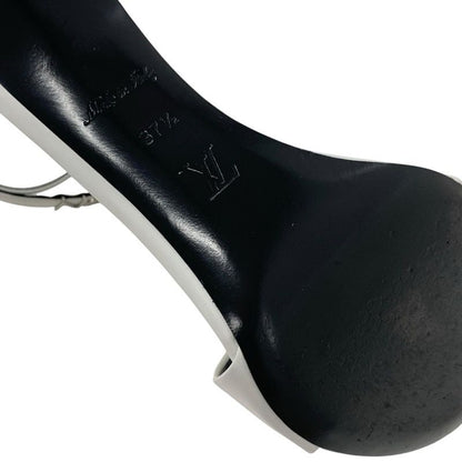 Louis Vuitton Sandals Shoes Leather White Silver Logo Strap