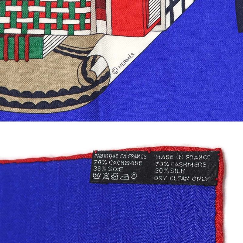 Hermes Carre 140 LES Tresors D UN Artiste Scarf Cashmere Silk Blue
