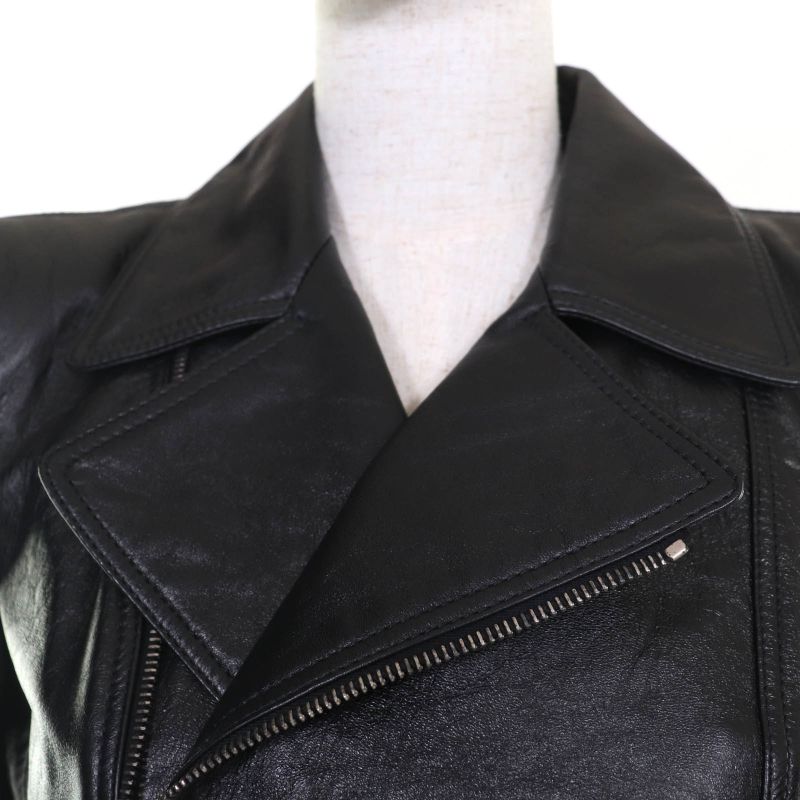 Saint Laurent Paris 589455 Power Shoulder Calfskin Riders Jacket Black 38 Made