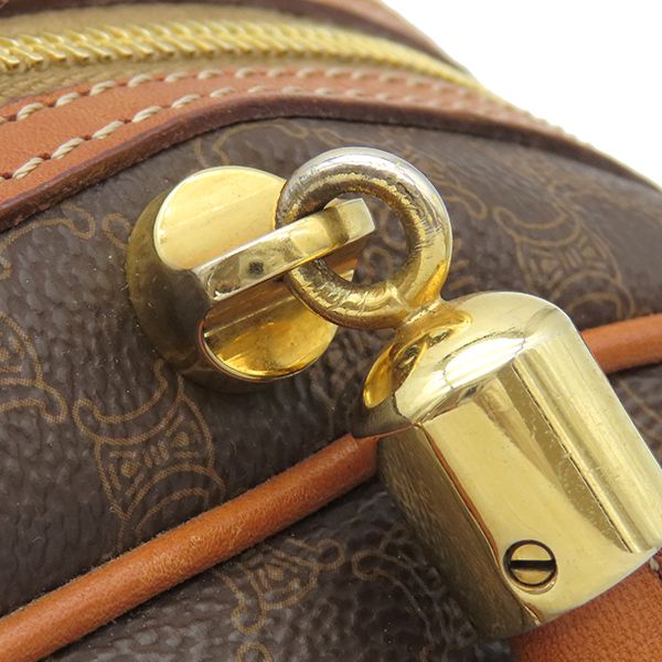 Celine Handbag Macadam Half Moon PVC Leather Brown Gold Hardware Brown Mini