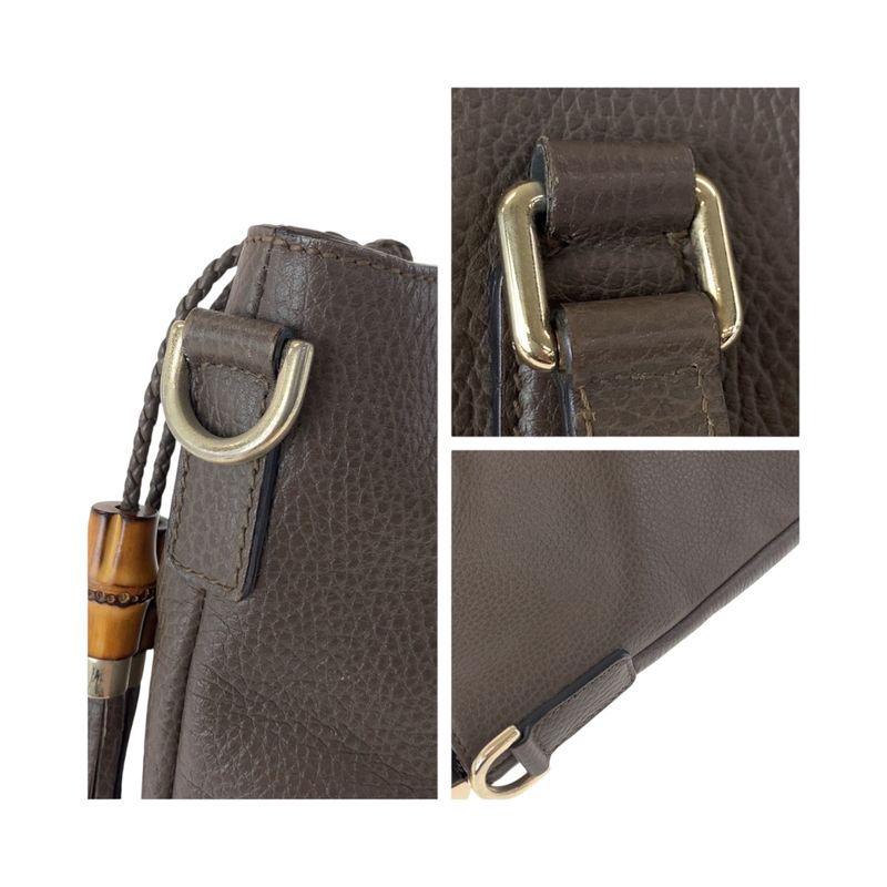 Gucci Bamboo Brown Gold Hardware Leather 365345 Tote Bag Shoulder Bag Women