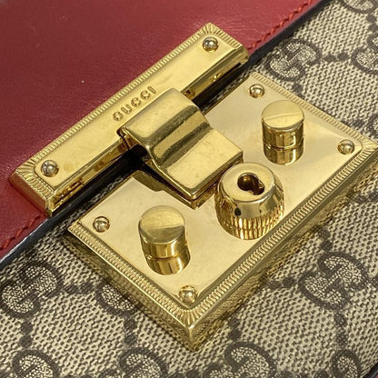 Gucci Shoulder Bag Padlock GG Small 409487 Dark Brown X Red X Multi Chain