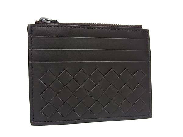 Bottega Veneta Intrecciato Leather Coin Case Coin Purse Card Case Brown Aw1916