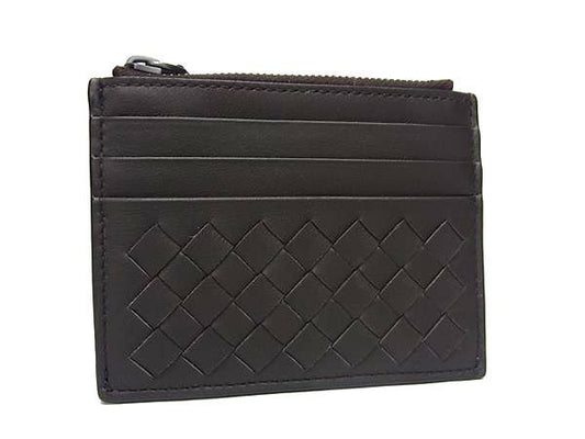 Bottega Veneta Intrecciato Leather Coin Case Coin Purse Card Case Brown Aw1916