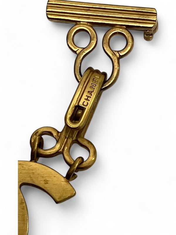 Chanel 03A Coco Mark Double Pin Brooch Gold