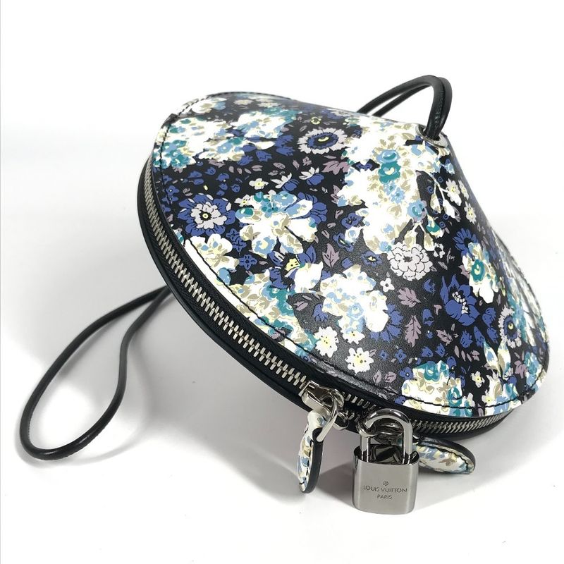 Louis Vuitton Floral Toupie Multicolor Flower Pouch Case Leather Black Blue