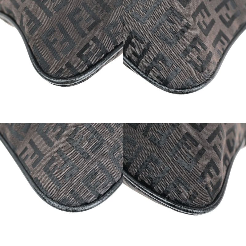 Fendi Shoulder Bag Zucca Pattern Canvas Leather Brown 32ka326