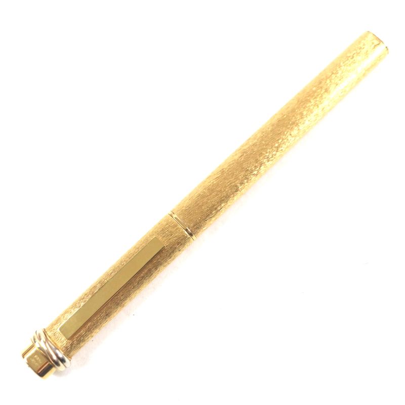 Cartier Vintage Trinity Ballpoint Pen With All Over Design Cap Style Gold With