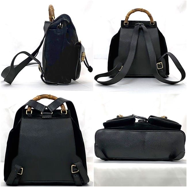 Gucci Backpack Black Bamboo 003 2058 0016 Excellent Condition