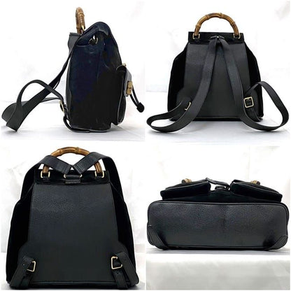 Gucci Backpack Black Bamboo 003 2058 0016 Excellent Condition