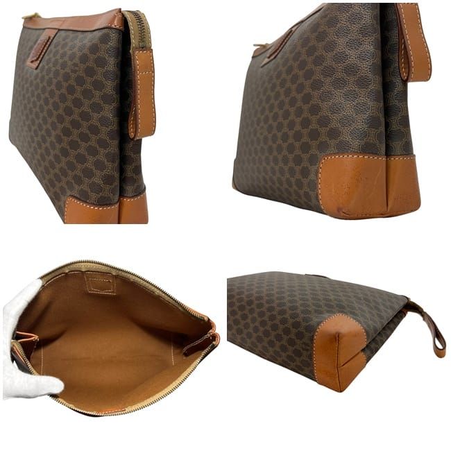 Celine Second Bag Brown Macadam Clutch Bag PVC Leather