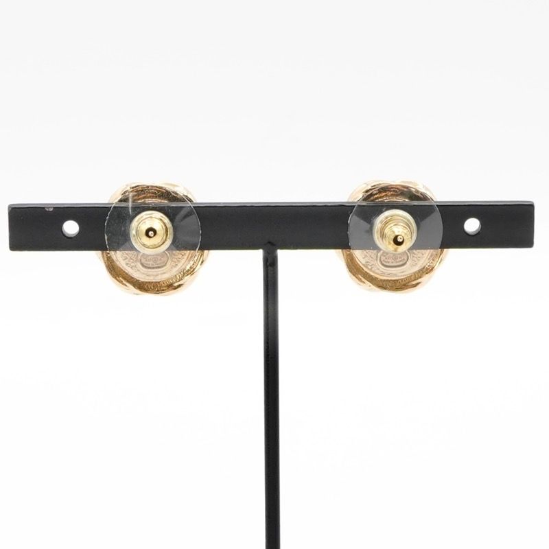 Chanel Earrings Earring Gold Black Coco Mark