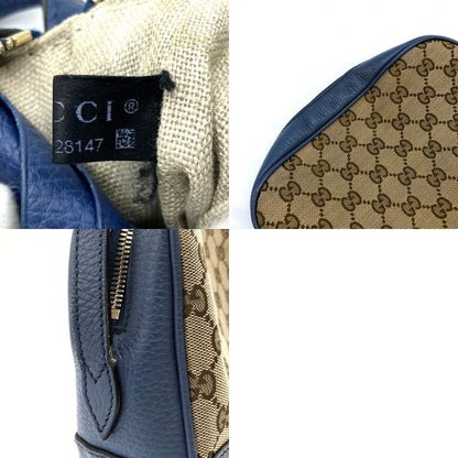 Gucci 449413 Shoulder Bag GG Canvas/leather Blue/brown Women