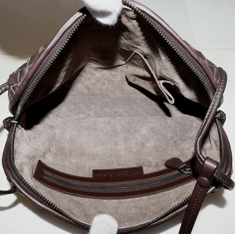 Bottega Veneta Shoulder Bag Intrecciato Nodini Lambskin Dark Brown 245354