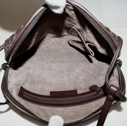 Bottega Veneta Shoulder Bag Intrecciato Nodini Lambskin Dark Brown 245354
