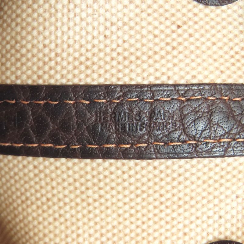 Hermes Garden Party TPM Marron Silver Hardware Handbag Toile Women