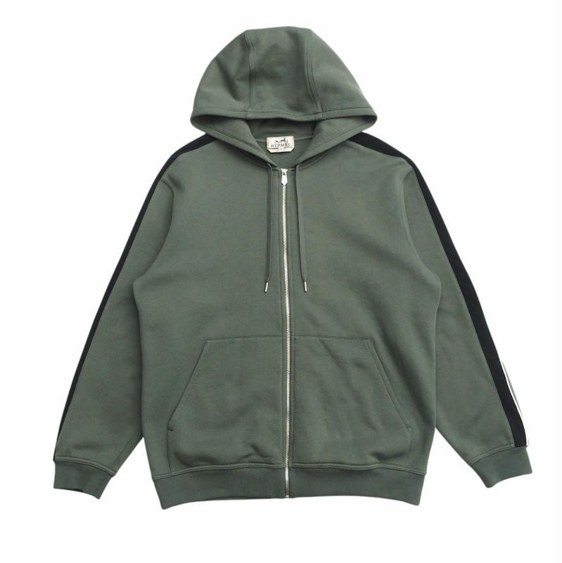 2022awHermes Run H Run H Hoodie Size L Hood Zip Up Hoodie Lined Made In Italy