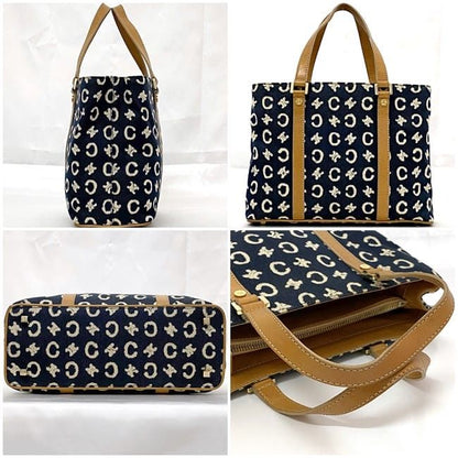 Celine Handbag Navy Blue Beige White C Macadam Excellent Condition