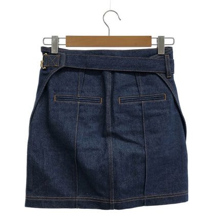 Fendi ⑤ Flq553 Layered Denim Skirt Women's Navy 36