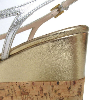 Prada Wedge Sole High Heel Suring Back Sandals Size 34.5 Approx 21.5cm (8.46in)
