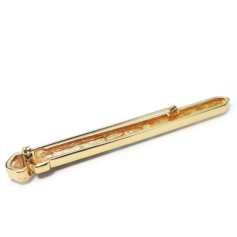 Christian Dior Brooch Metal Gold Clear Gold Hardware Plated Rhinestone Ribbon