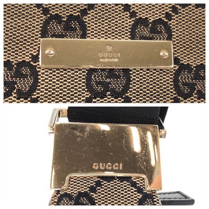 Gucci Beige Black Gold Hardware GG Canvas 019 0433 Shoulder Bag Pochette Women