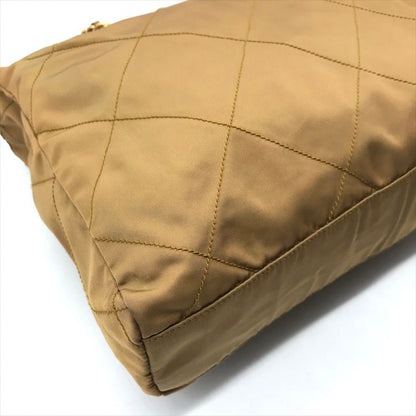Prada Triangle Logo Nylon Tessuto Chain Tote Camel