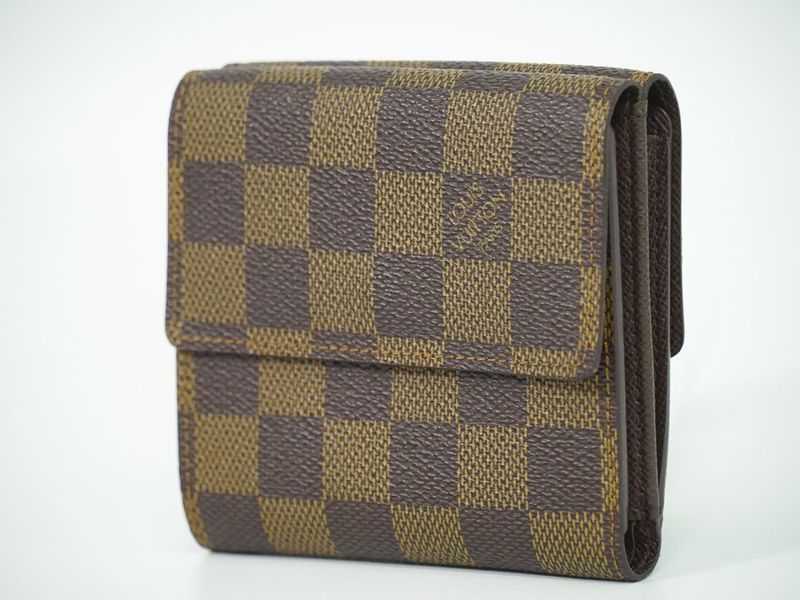 Authentic Louis Vuitton LV Portefeuille Elise Damier Ebène Fold Wallet Brown