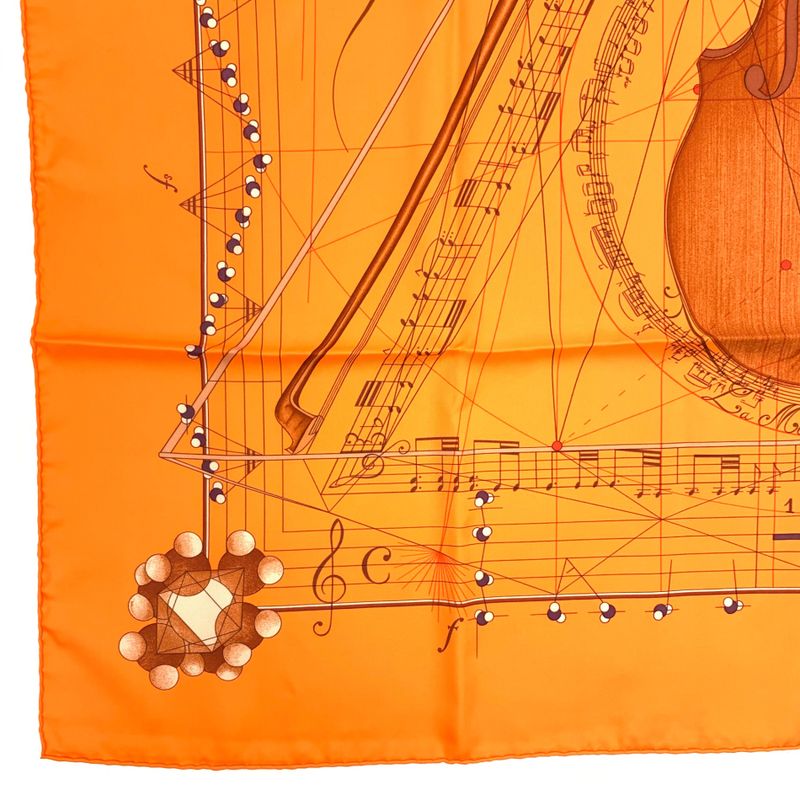 Hermes Carre 90 LA Musique DES Spheres Music Played By Spheres Orange Violin