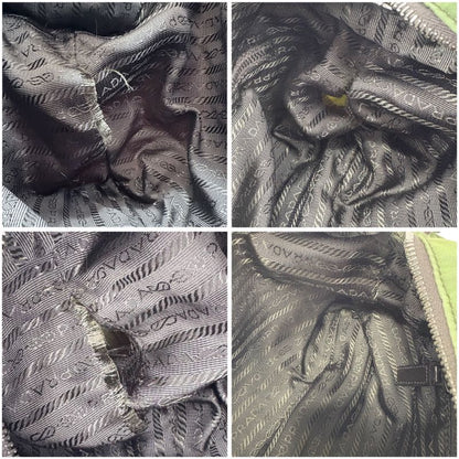 Prada 2WAY Mini Tote Shoulder Bag Triangle Logo Tessuto Nylon Khaki Green