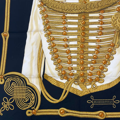 Hermes Carre 90 Brandebourgs Brandenburg Decor Scarf Silk Black With Box