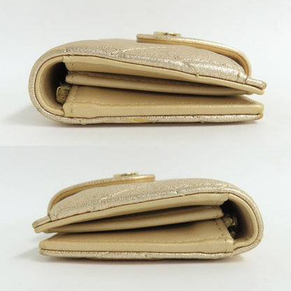 Chanel Classic Small Wallet Ap1991 Matelasse Card Bifold Gold Mini
