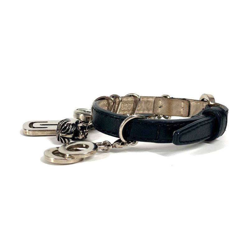 Bvlgari Bulgari Bracelet Icon Logo Charm Leather Black