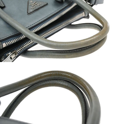 Prada Hand Shoulder Bag 2way Gray Leather 88ka908