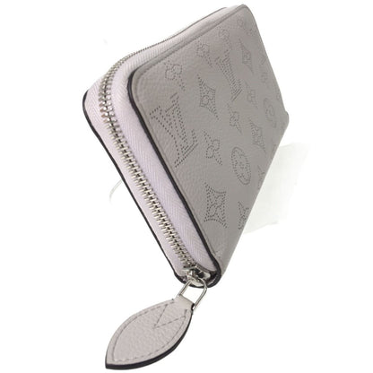 Louis Vuitton Round Zipper Long Wallet Monogram Mahina M68670 Light Gray
