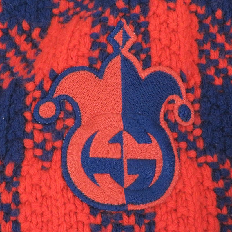 Gucci 23SS 711571 100% Wool Le Plaid Long Sleeve Knit Cardigan Orange Blue L