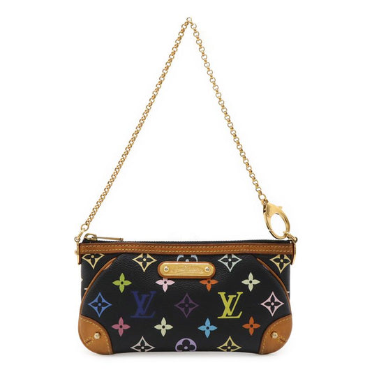 Louis Vuitton Monogram Multicolor Pochette Mira MM Chain Accessoire Pouch Noir