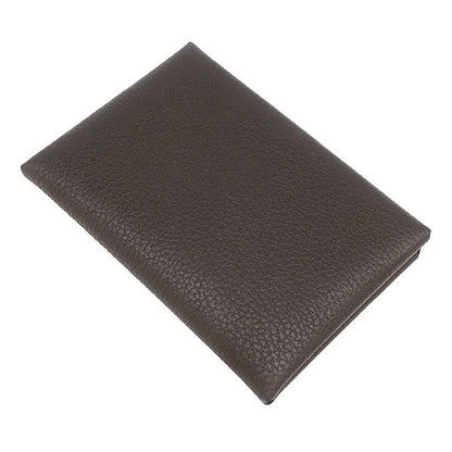 Hermes Card Case Calvi Duo Barenia Faubourg Ebène Silver Hardware Brown Gray
