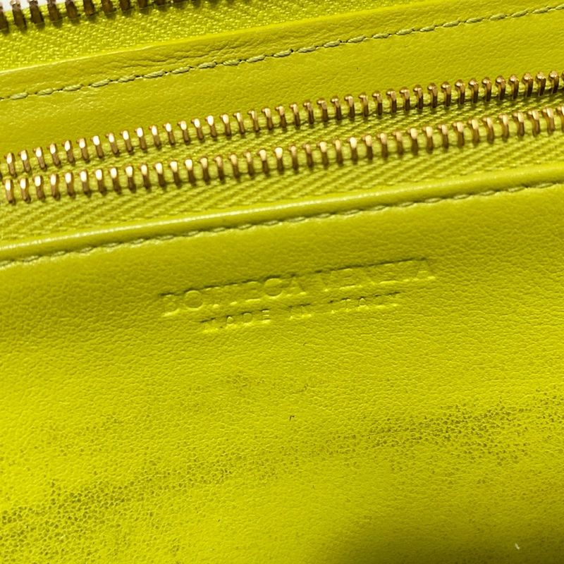 Bottega Veneta Long Wallet Cassette Zip Around Wallet Yellow Green Leather