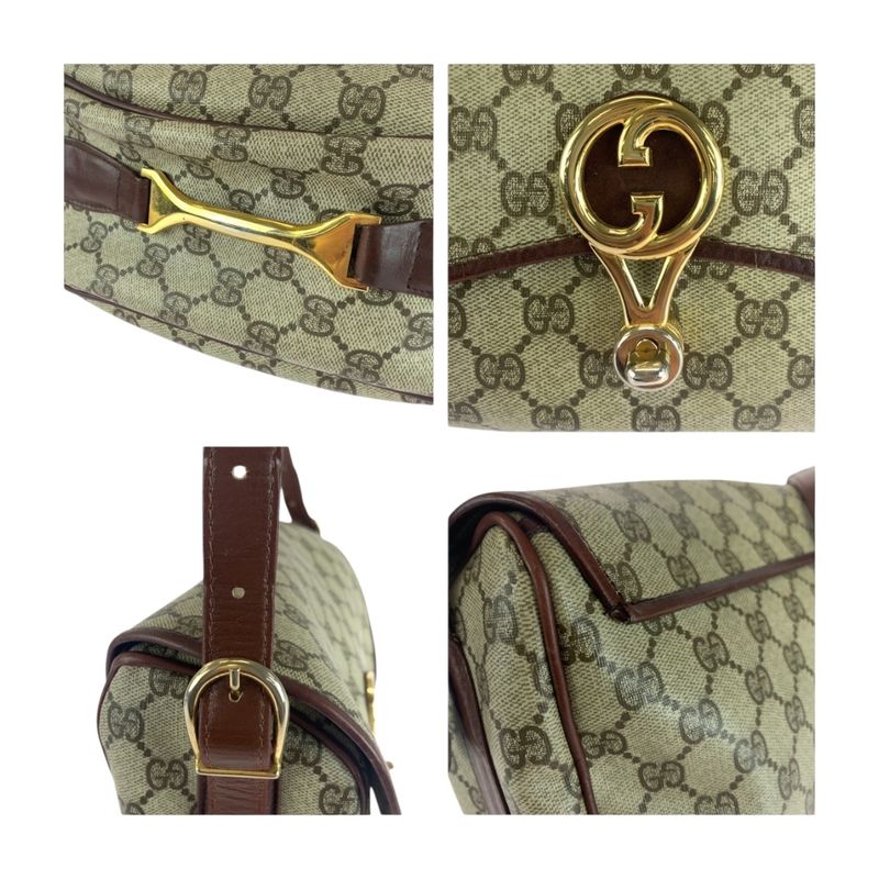 Gucci Vintage Old Gucci Beige Brown Gold Hardware GG Supreme Canvas Crossbody