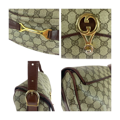 Gucci Vintage Old Gucci Beige Brown Gold Hardware GG Supreme Canvas Crossbody