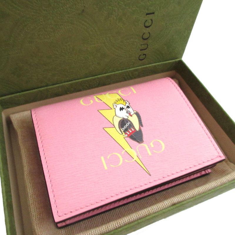 Gucci Bananya 701009 Leather Pink Bifold Wallet 0416 Gucci