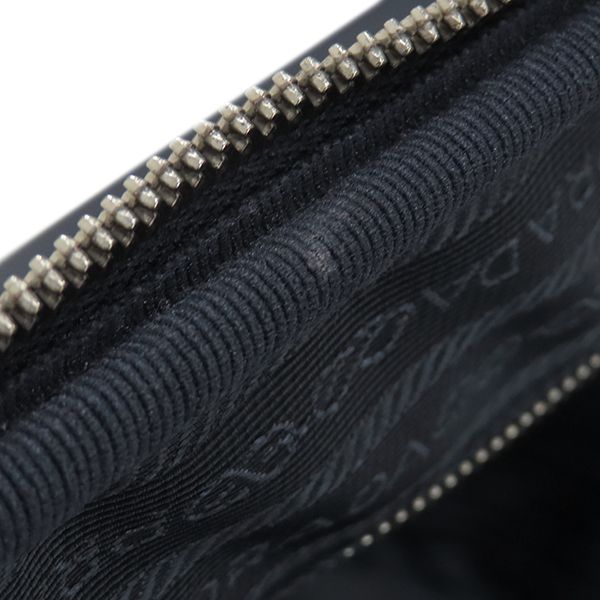 Prada Carry Bag Triangle Logo Carry Case Nylon Leather Navy Silver Hardware