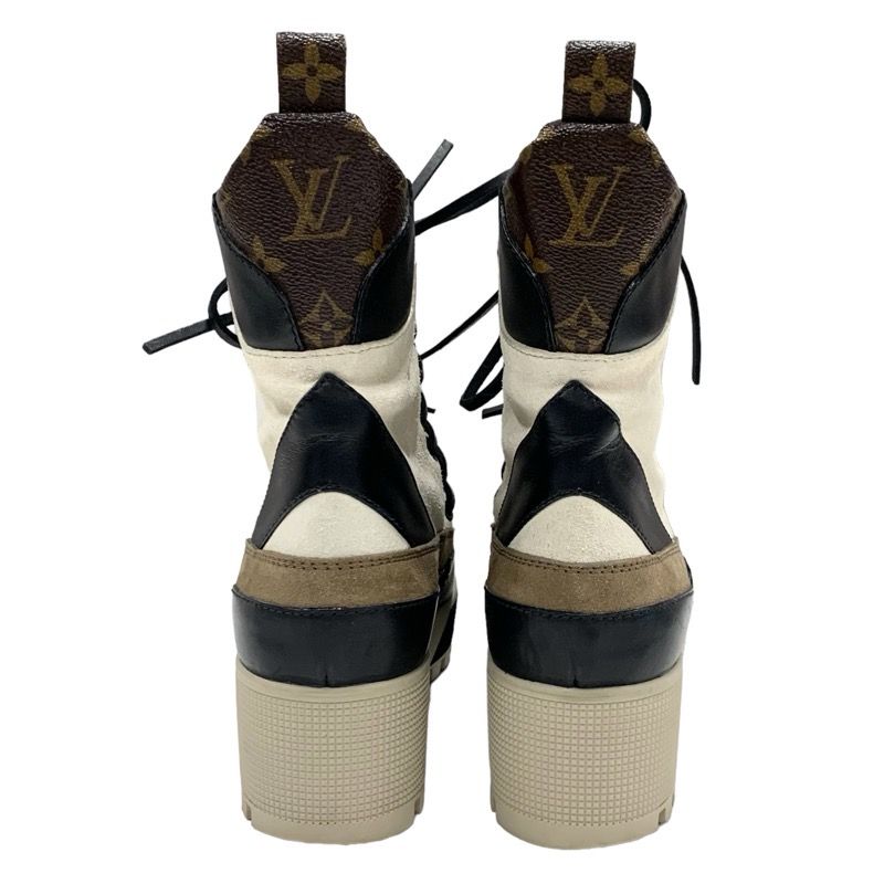 Louis Vuitton Laurie Line Monogram Boots Short Boots Shoes Suede Leather Off