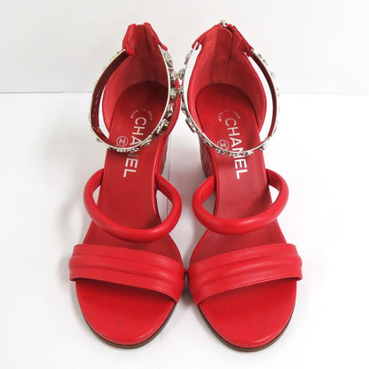 Chanel Sandals Wedge Sole Matelasse Metal Strap 36 Half 23.5cm
